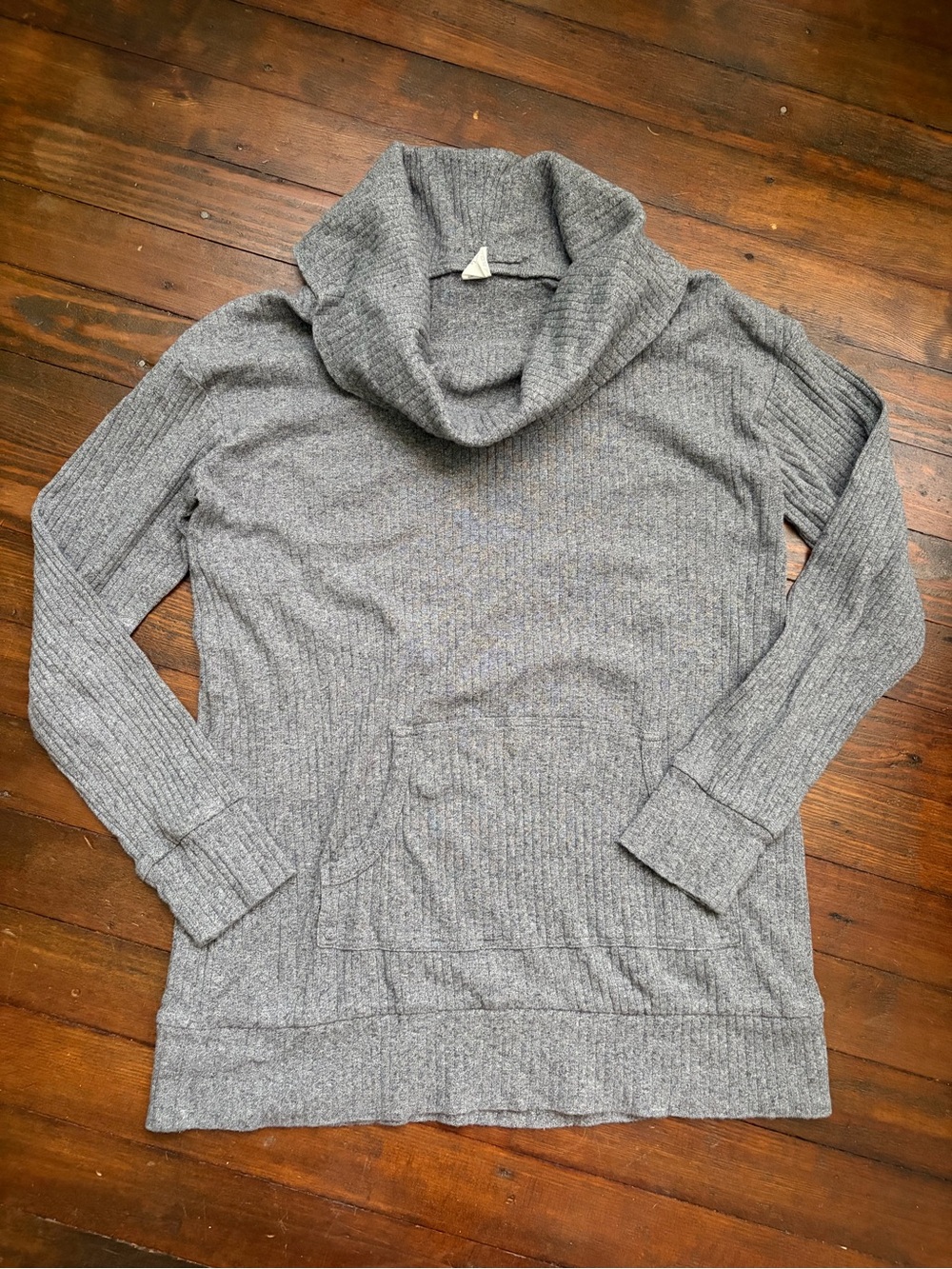 Kate Quinn Gray Ribbed Cowl Neck Tunic Sweater | Size Small